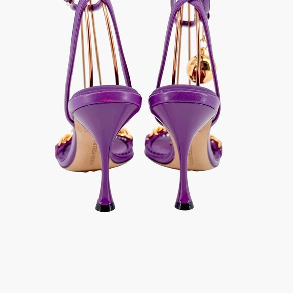 Bottega Veneta Dot Chain Heel Sandals Purple Leather Size 37 US 7 Women - Picture 8 of 14